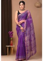 Cotton Kota Doriya Purple Casual Wear Printed Saree